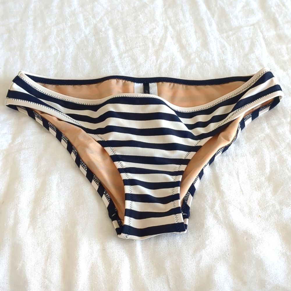 J Crew bikini bottom navy white stripe xs